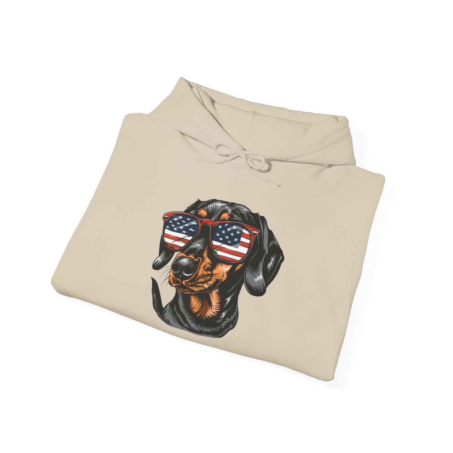 Patriotic Dachshund Dog Unisex Hoodie With Sunglasses