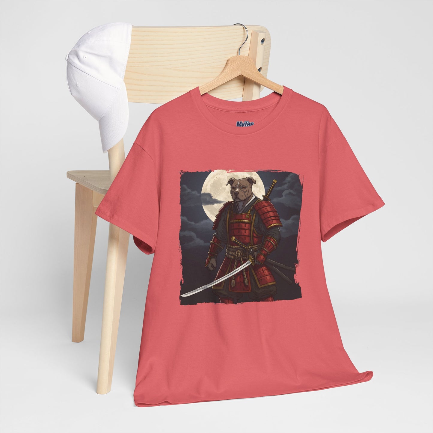 Pitbull Samurai Warrior Unisex Heavy T-Shirt,Tee | Graphic Tee For Anime Lovers