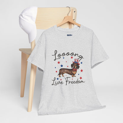 Patriotic Dachshund Loooong Live Freedom Unisex T-Shirt