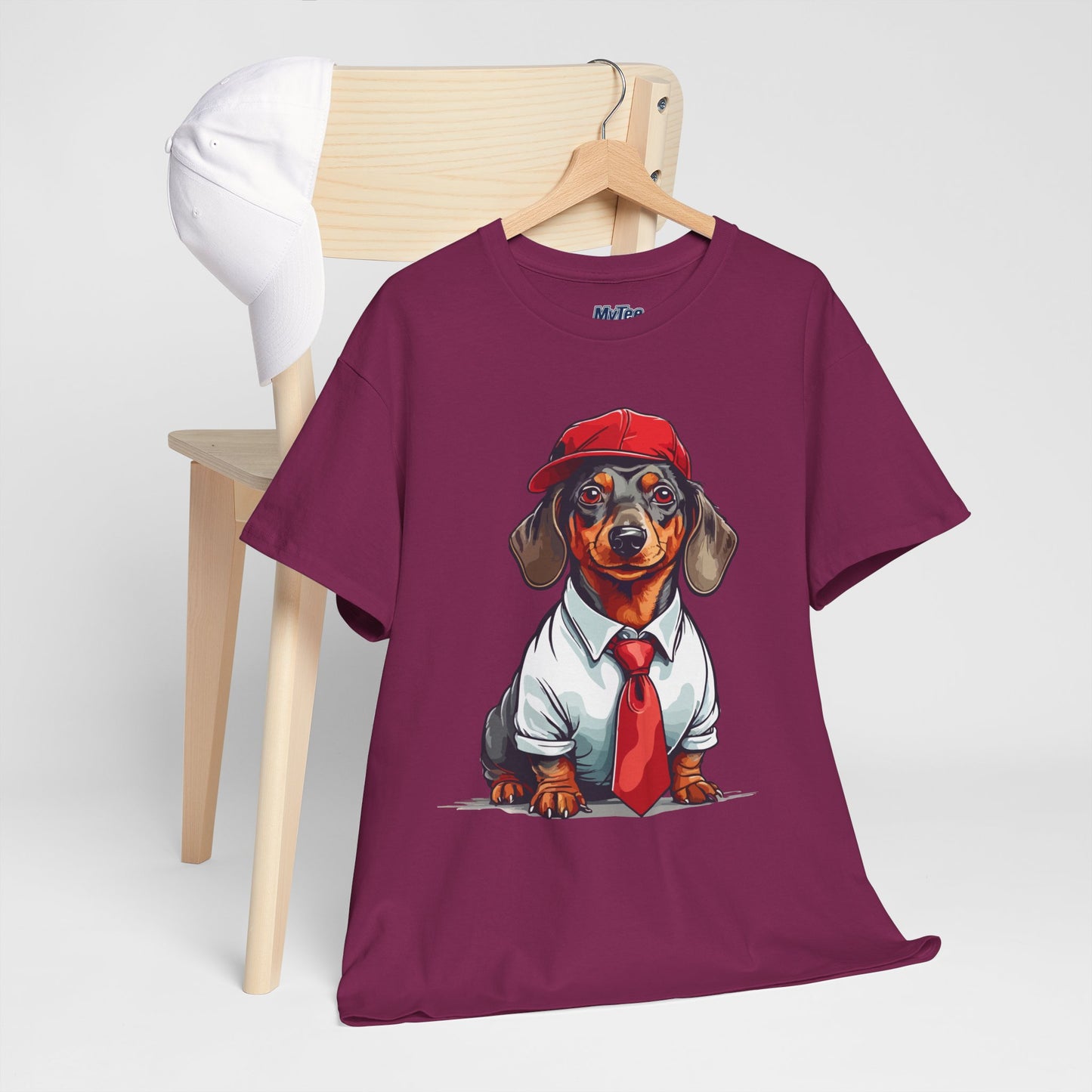 Dachshund Boss Unisex T-Shirt – Cool Pup in Cap & Tie