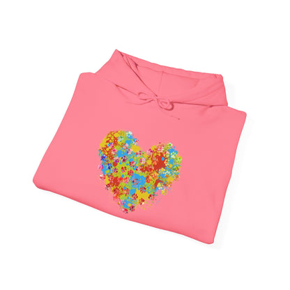 Colorful Heart Graphic Cozy Hoodie | Comfortable Winter Apparel