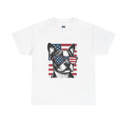Patriotic Boston Terrier with Sunglasses Unisex T-Shirt