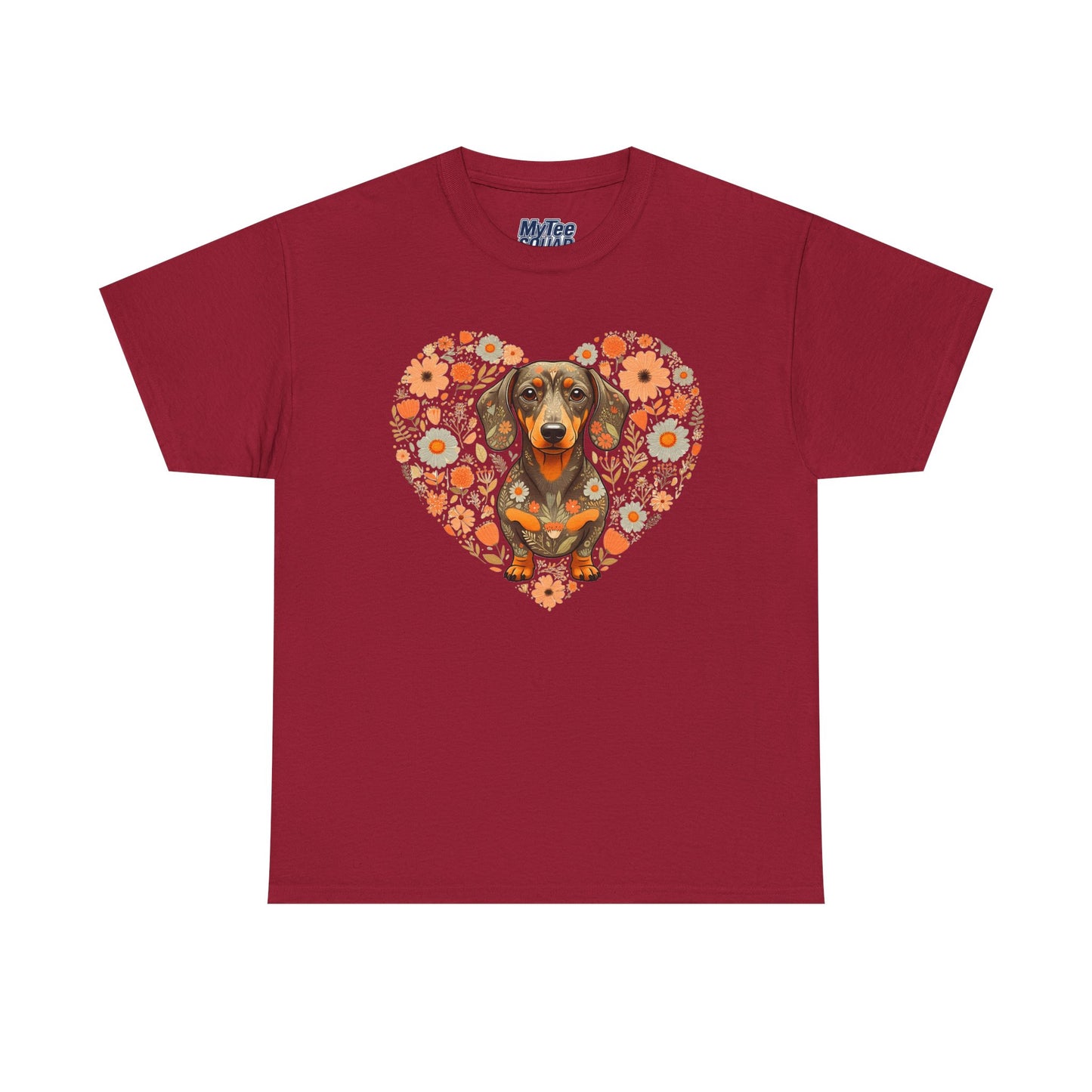 Dachshund Love Unisex T-Shirt – Adorable Floral Heart Dog Tee