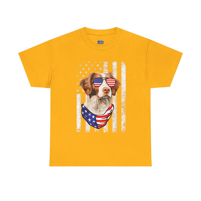 Patriotic Brittany Spaniel with Sunglasses Unisex T-Shirt