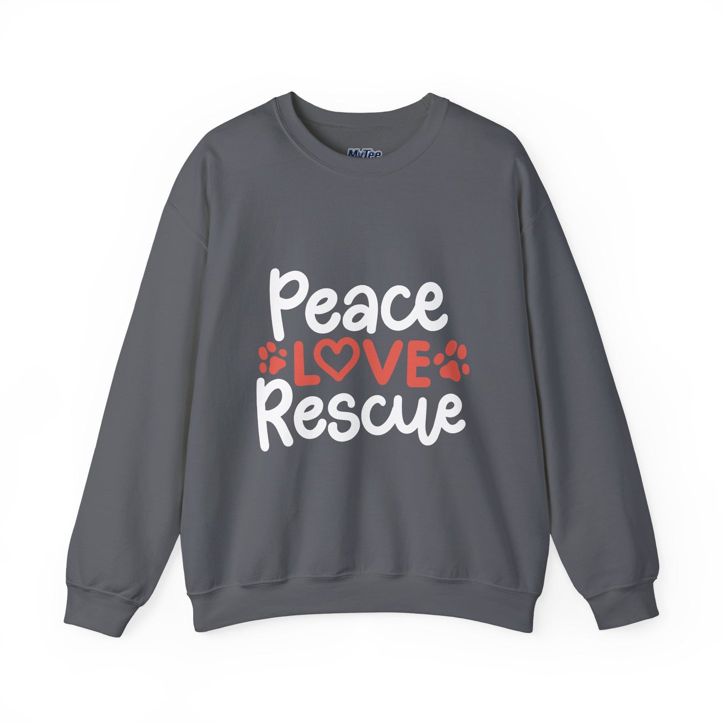 Peace Love Rescue Crewneck Sweatshirt | Pullover for Animal Lovers