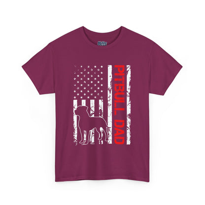 Patriotic Pitbull Dad Heavy Cotton T-Shirt | Father's Day Gift