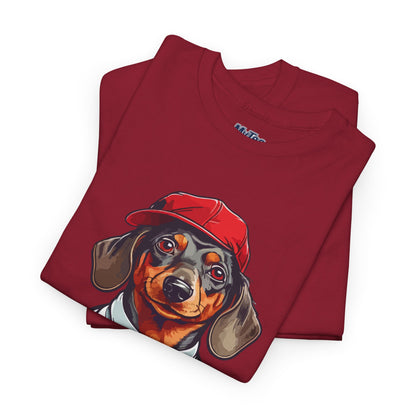 Dachshund Boss Unisex T-Shirt – Cool Pup in Cap & Tie