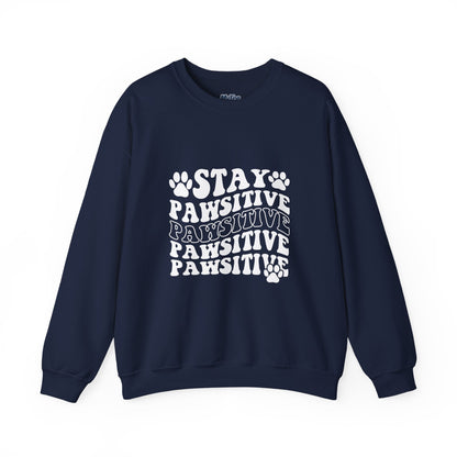Stay Pawsitive Unisex Heavy Blend Crewneck Sweatshirt