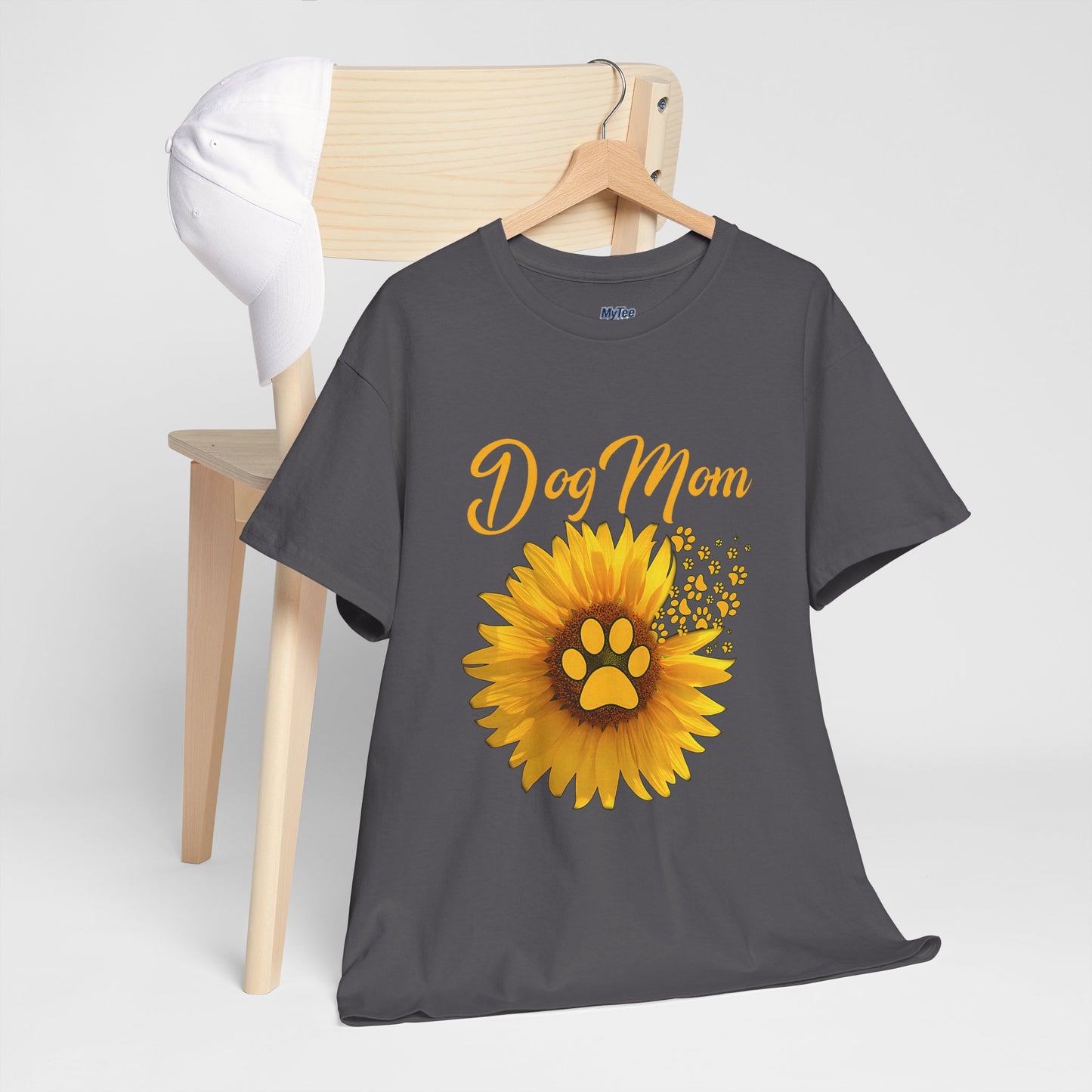 Dog Mom Sunflower Paw Cotton T-Shirt