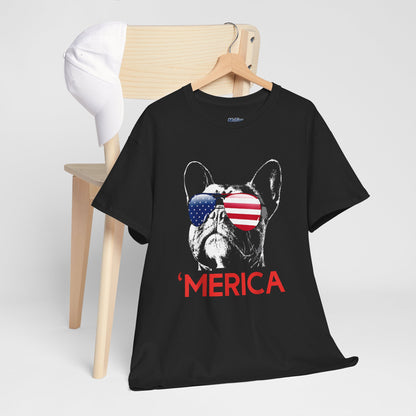 Patriotic French Bulldog With Sunglasses Unisex T-Shirt