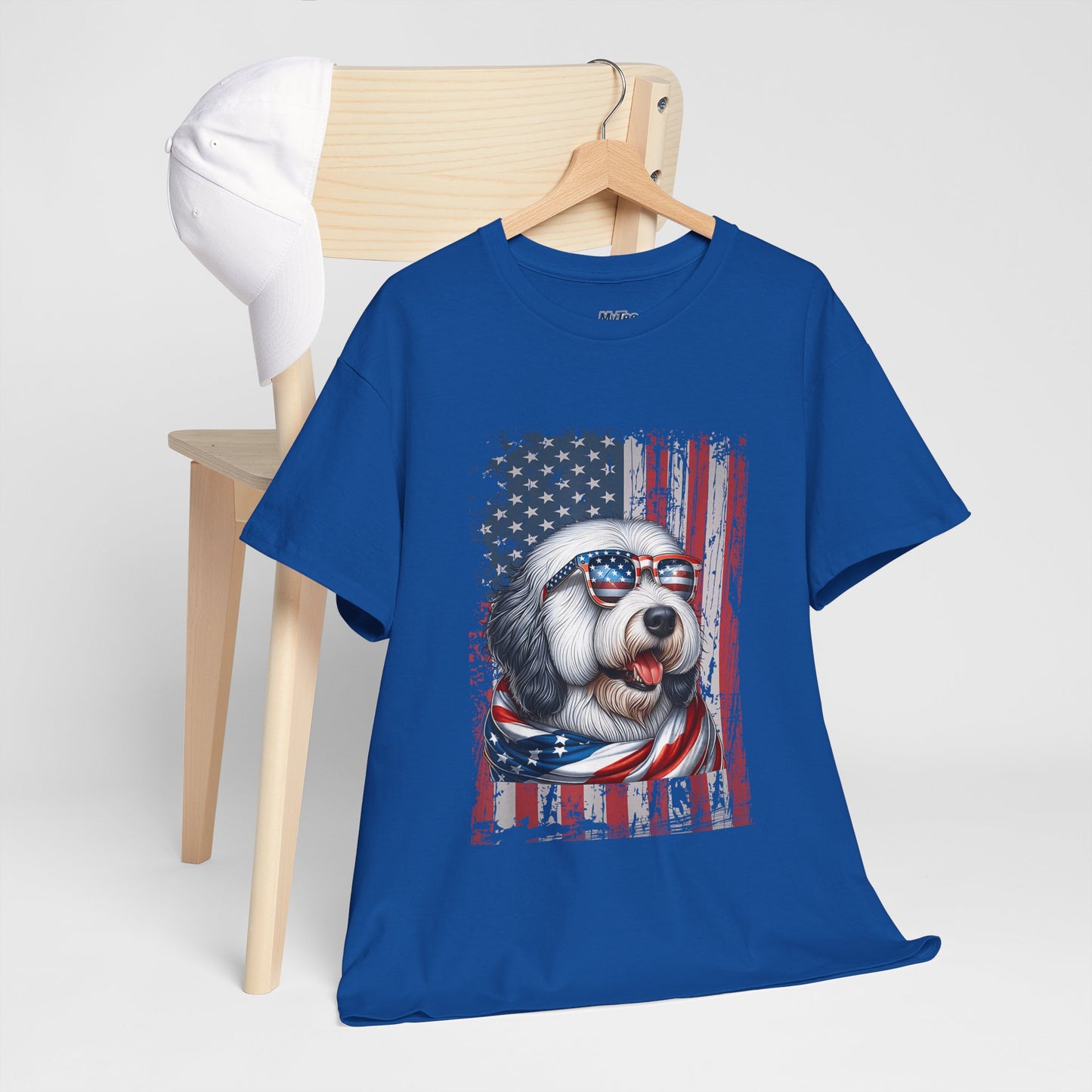 Patriotic Old English Sheepdog With Sunglasses Unisec T-Shirt