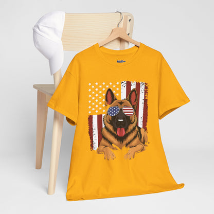 Patriotic German Shepherd Cotton T-Shirt | Tee
