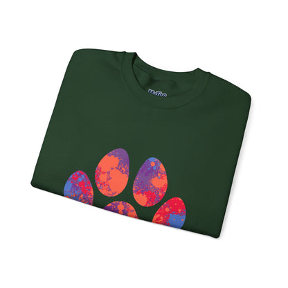 Colorful Paw Print Crewneck Sweatshirt | Pet Lover Gift, Cozy Casual Wear