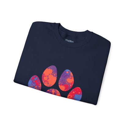 Colorful Paw Print Crewneck Sweatshirt | Pet Lover Gift, Cozy Casual Wear