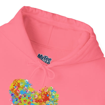 Colorful Heart Graphic Cozy Hoodie | Comfortable Winter Apparel