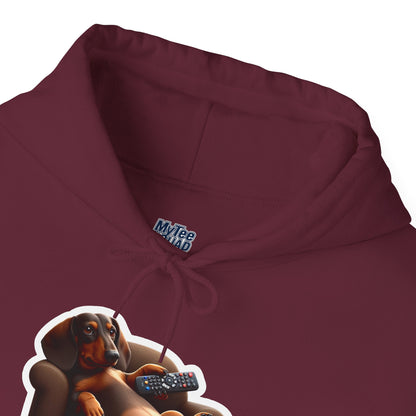 Dachshund TV Boss Unisex Hoodie– Funny Wiener Dog Relax Tee