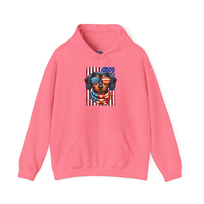 Patriotic Dachshund Dog Flag Shades Unisex Hoodie