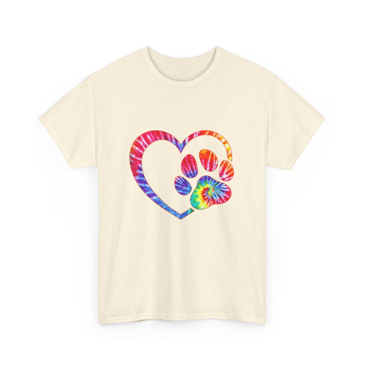 Paw Heart Rainbow Tie-Dye Dog Lover Cotton T-Shirt