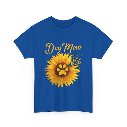 Dog Mom Sunflower Paw Cotton T-Shirt