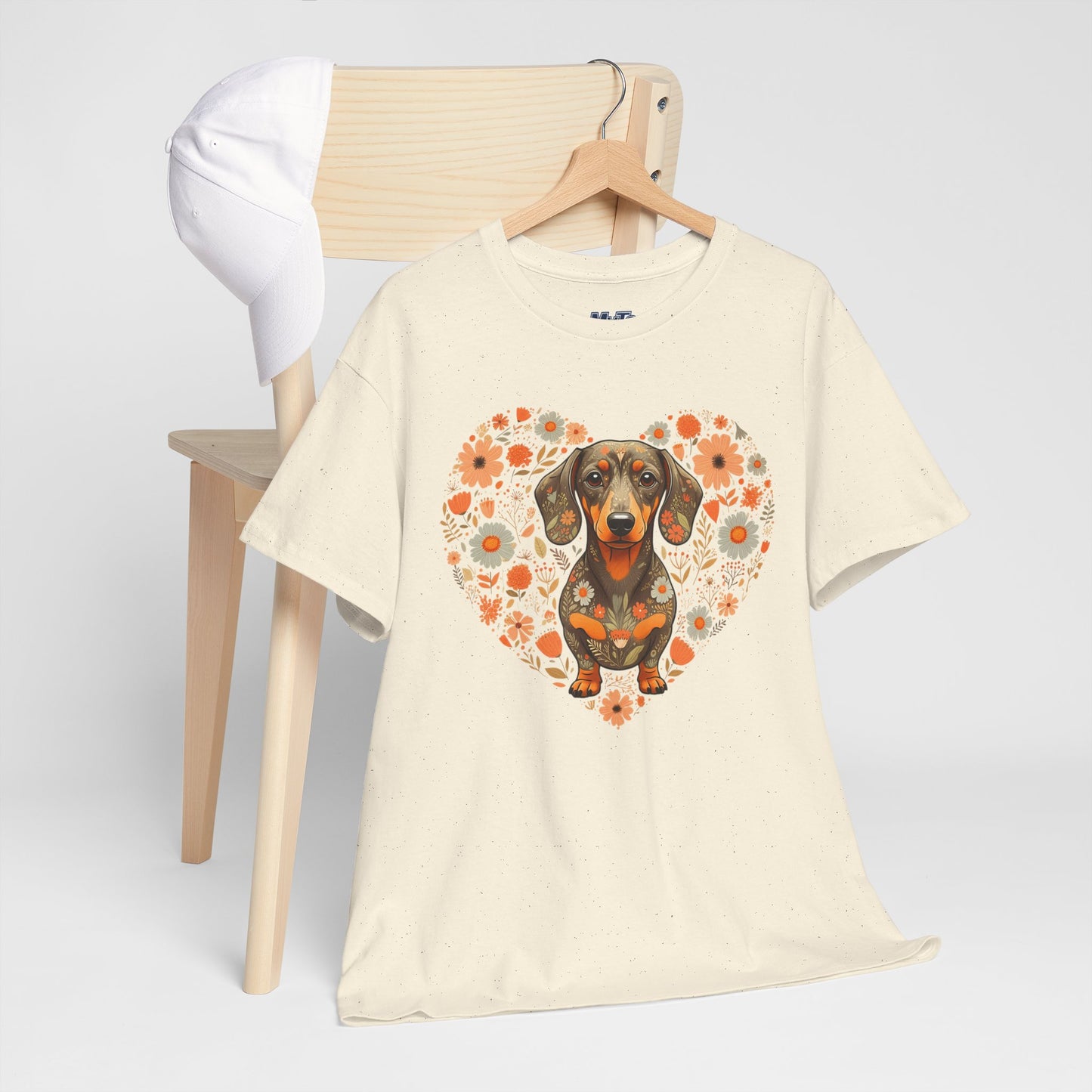 Dachshund Love Unisex T-Shirt – Adorable Floral Heart Dog Tee