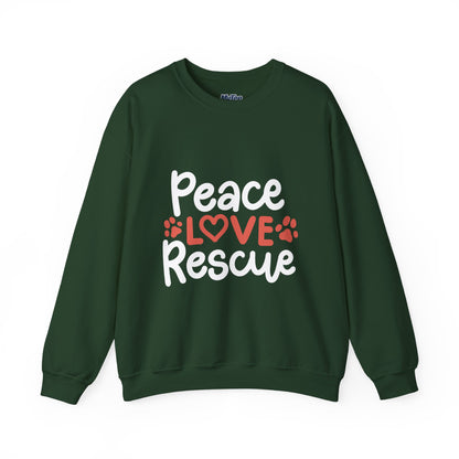 Peace Love Rescue Crewneck Sweatshirt | Pullover for Animal Lovers