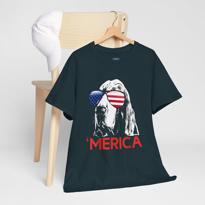 Patriotic Basset Hound With Sunglasses Unisex T-Shirt