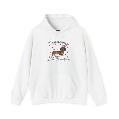 Patriotic Dachshund Loooong Live Freedom Unisex Hoodie