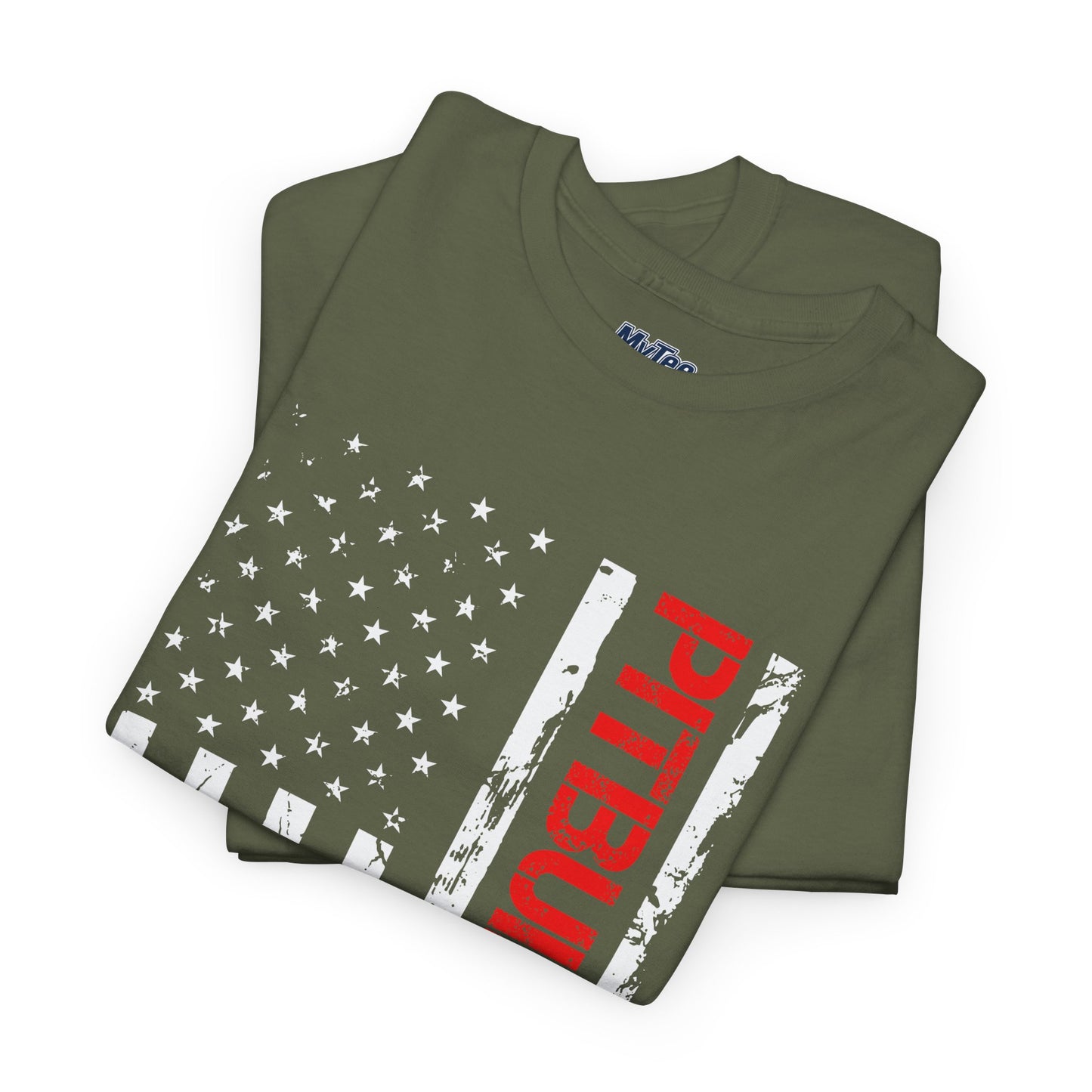 Patriotic Pitbull Dad Heavy Cotton T-Shirt | Father's Day Gift