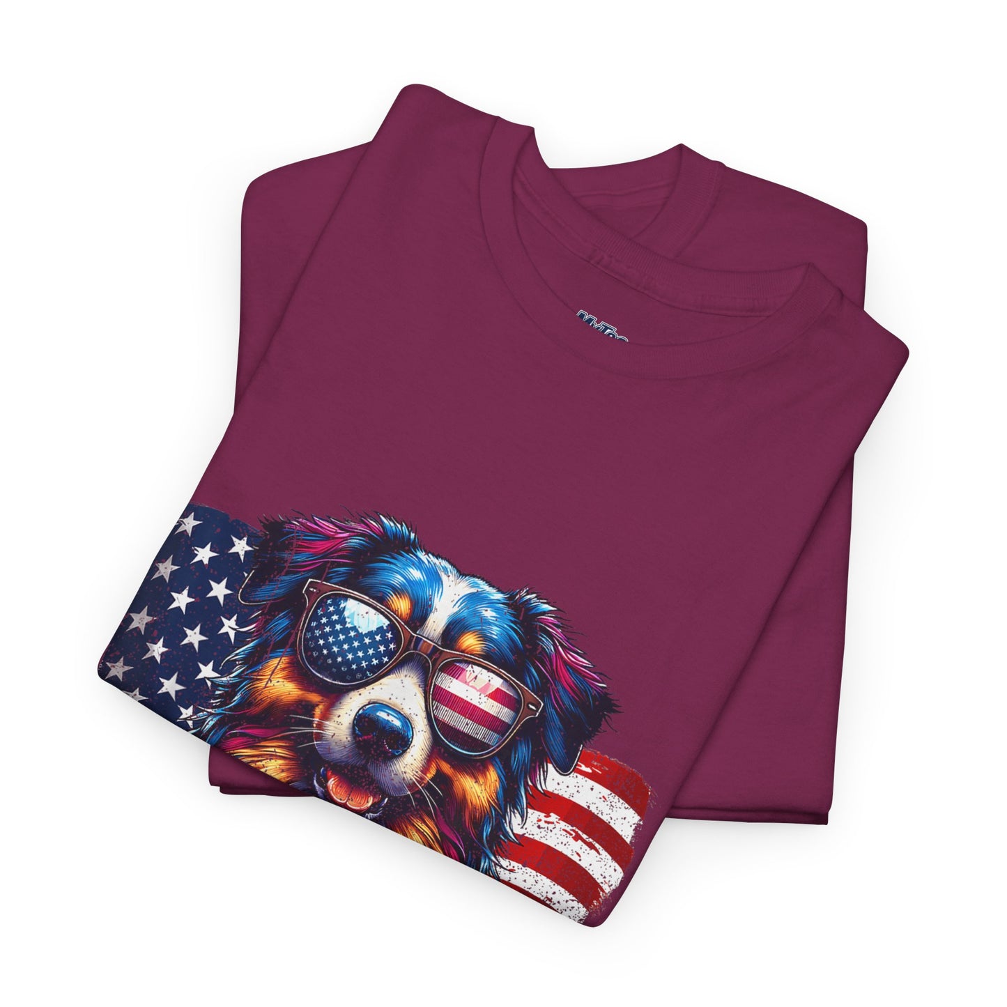 Patriotic Australian Shepherd With Sunglasses Unisex T-Shirt