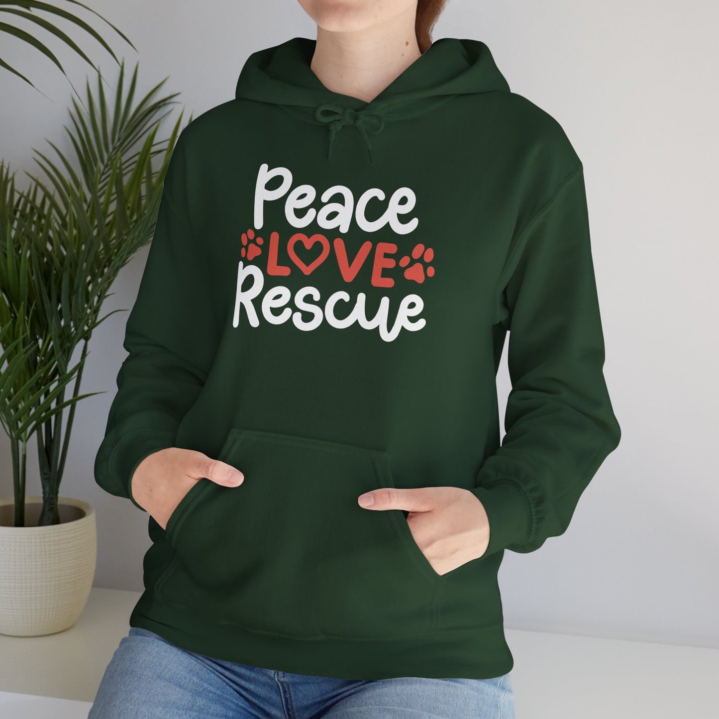 Peace, Love, Rescue Hoodie | Pet Adoption Awareness