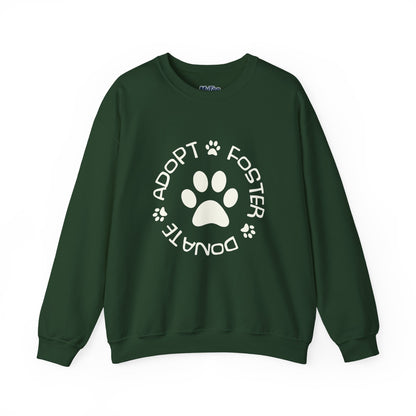 Adopt Foster Donate Unisex Sweatshirt | Paw Print Animal Shelter Pullover