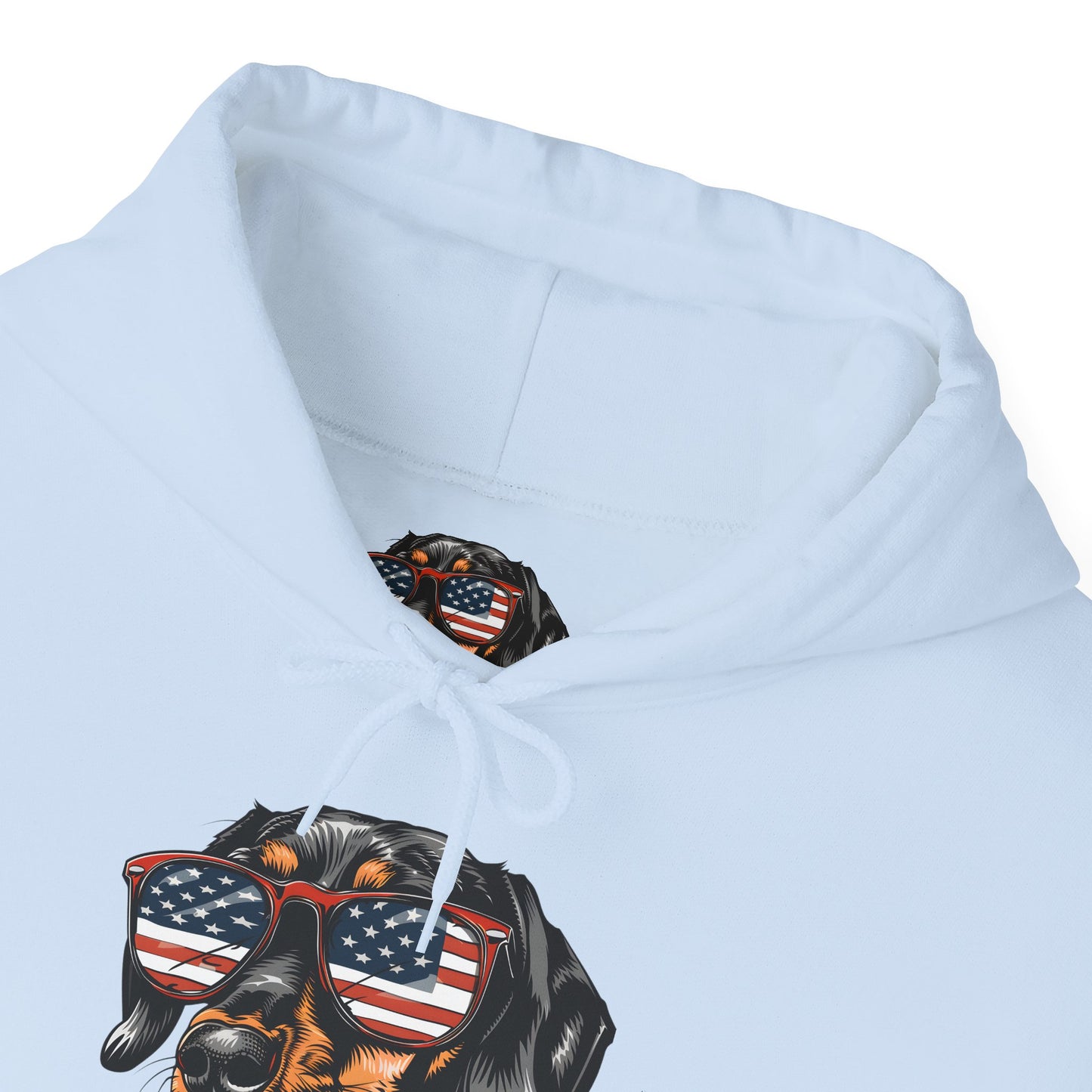 Patriotic Dachshund Dog Unisex Hoodie With Sunglasses