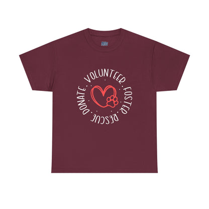 Pet Lover's Heart Volunteer Rescue Foster Donate Unisex T-Shirt