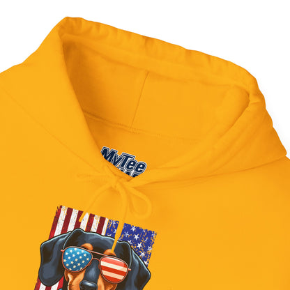 Patriotic Dachshund Dog Flag Shades Unisex Hoodie