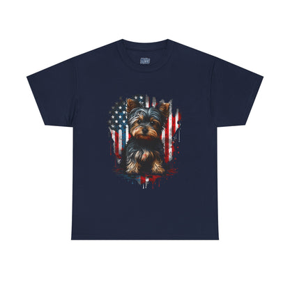 Patriotic American Yorkshire Terrier With sunglasses Unisex T-Shirt