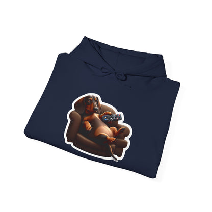 Dachshund TV Boss Unisex Hoodie– Funny Wiener Dog Relax Tee