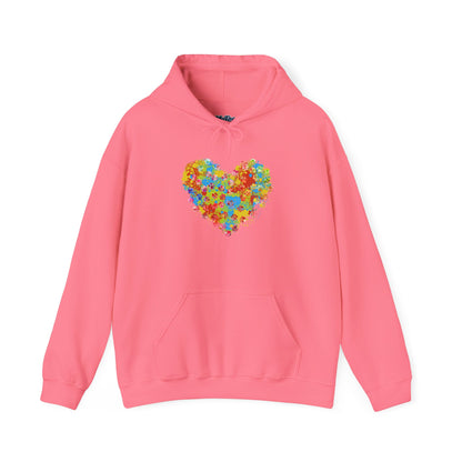 Colorful Heart Graphic Cozy Hoodie | Comfortable Winter Apparel