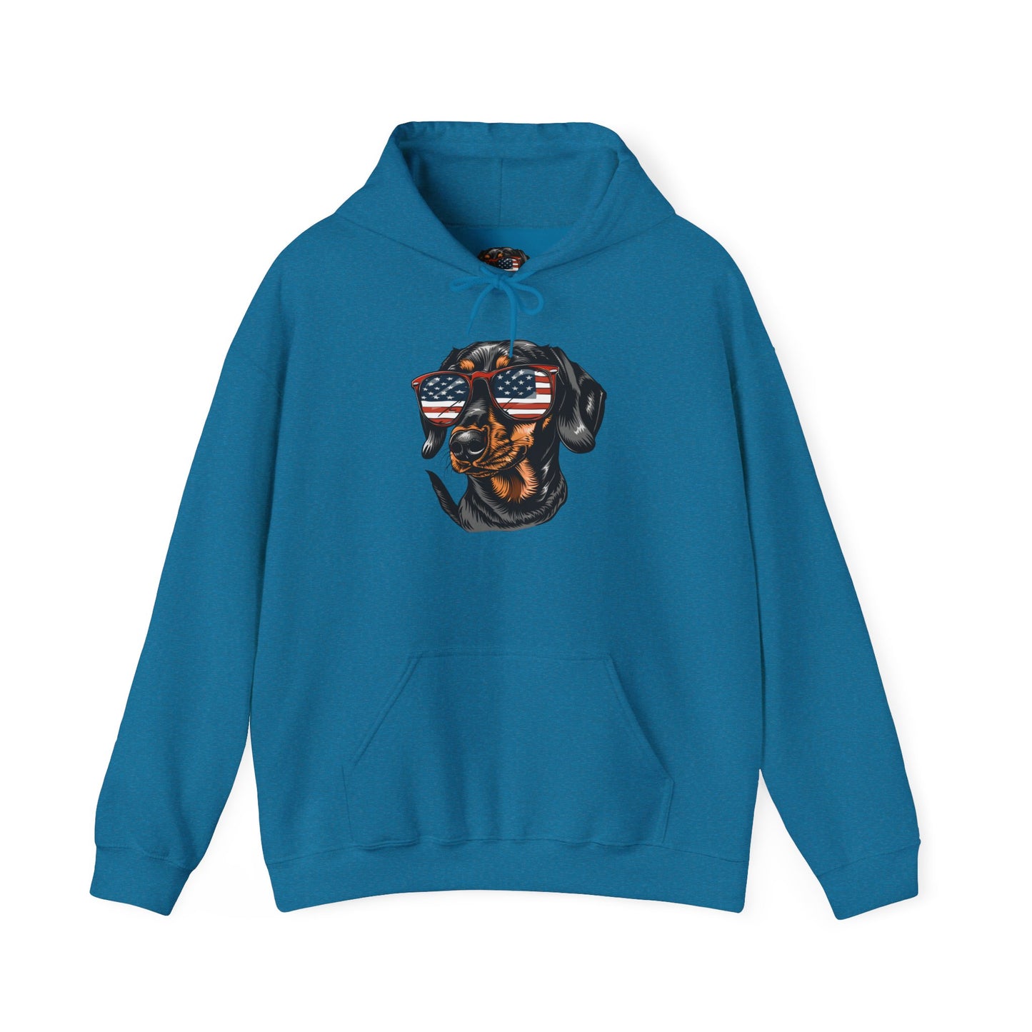 Patriotic Dachshund Dog Unisex Hoodie With Sunglasses