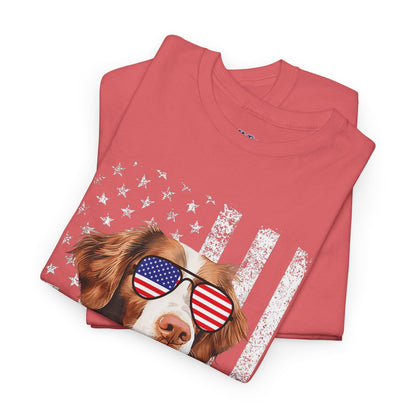Patriotic Brittany Spaniel with Sunglasses Unisex T-Shirt
