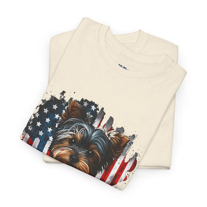 Patriotic American Yorkshire Terrier With sunglasses Unisex T-Shirt