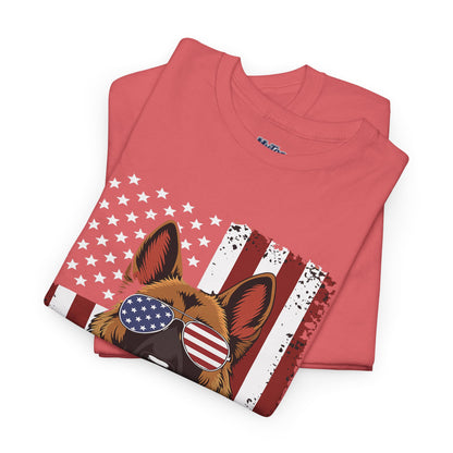 Patriotic German Shepherd Cotton T-Shirt | Tee