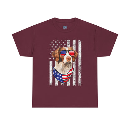 Patriotic Brittany Spaniel with Sunglasses Unisex T-Shirt
