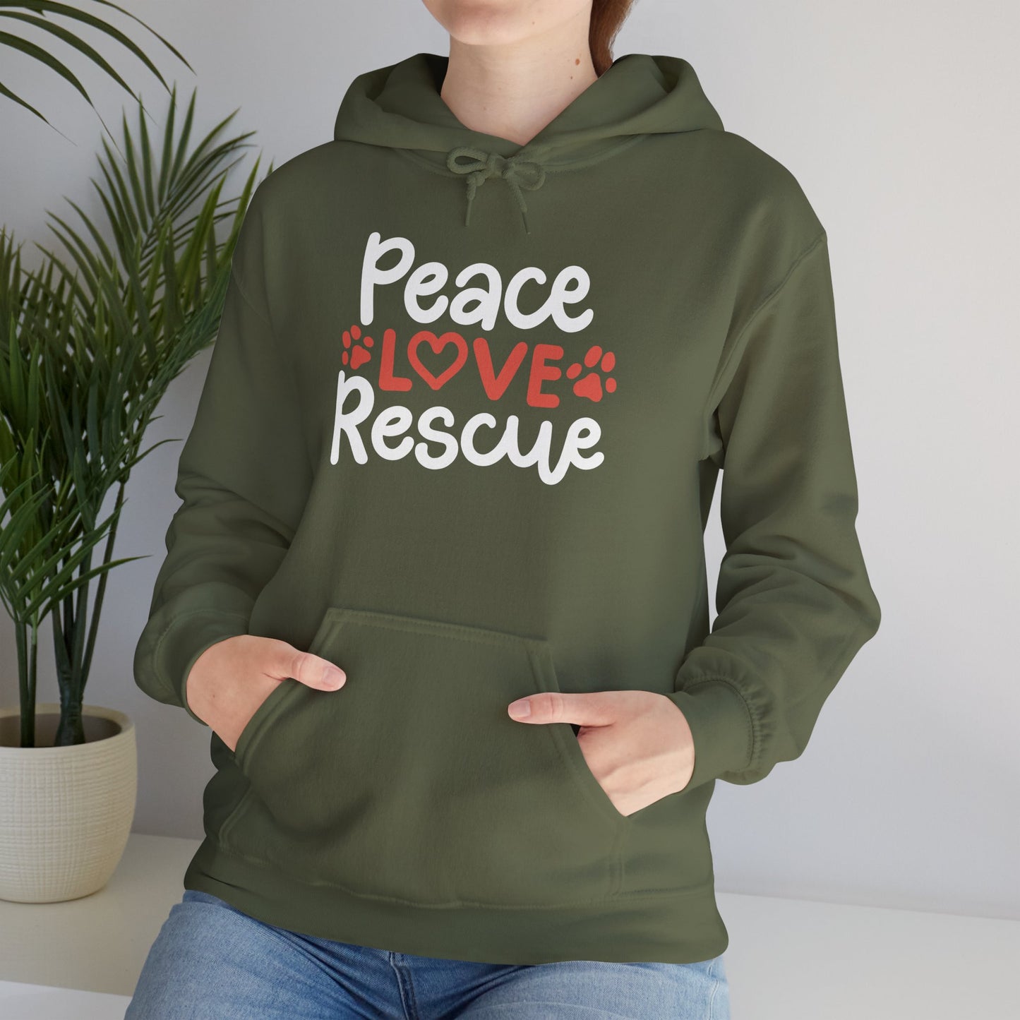 Peace, Love, Rescue Hoodie | Pet Adoption Awareness