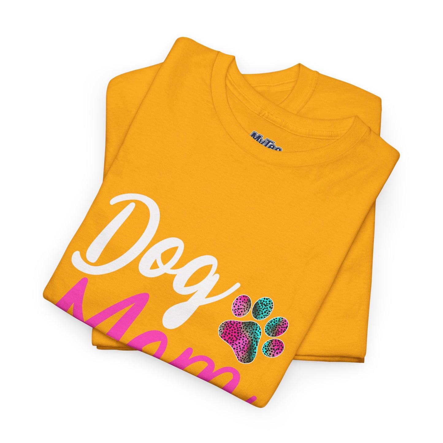 Dog Mom with a Colorful Paw Cotton T-Shirt