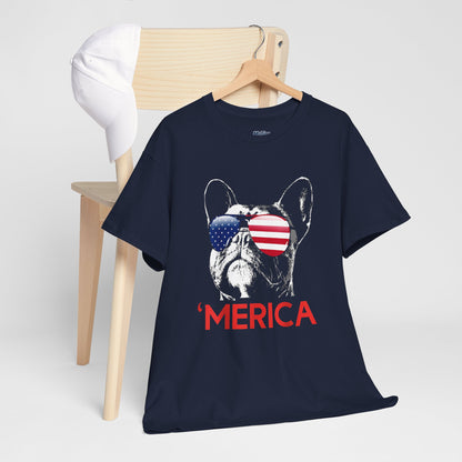 Patriotic French Bulldog With Sunglasses Unisex T-Shirt