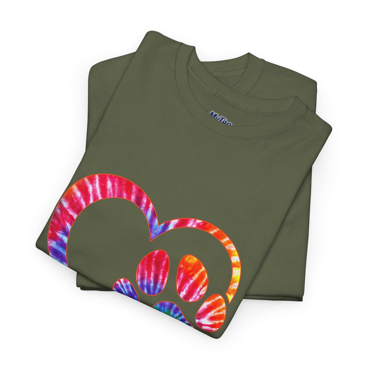 Paw Heart Rainbow Tie-Dye Dog Lover Cotton T-Shirt