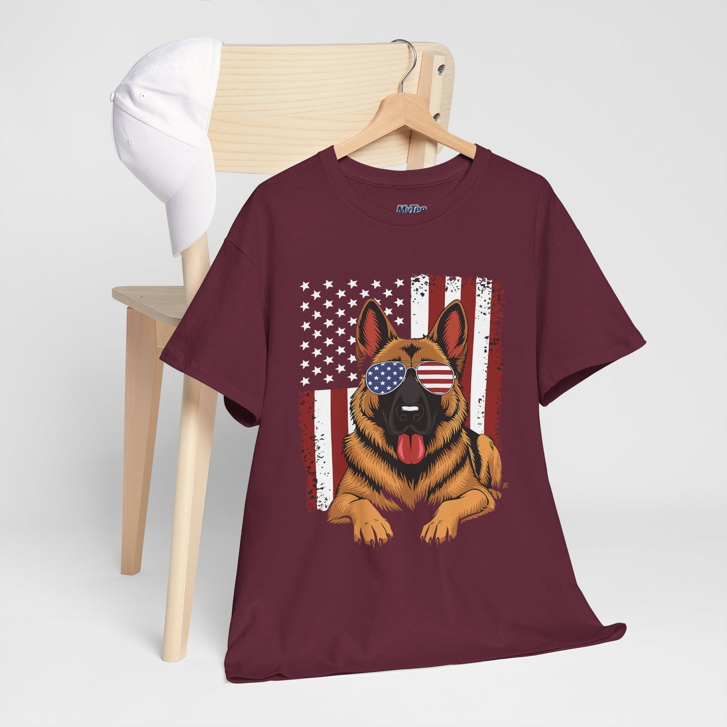Patriotic German Shepherd Cotton T-Shirt | Tee