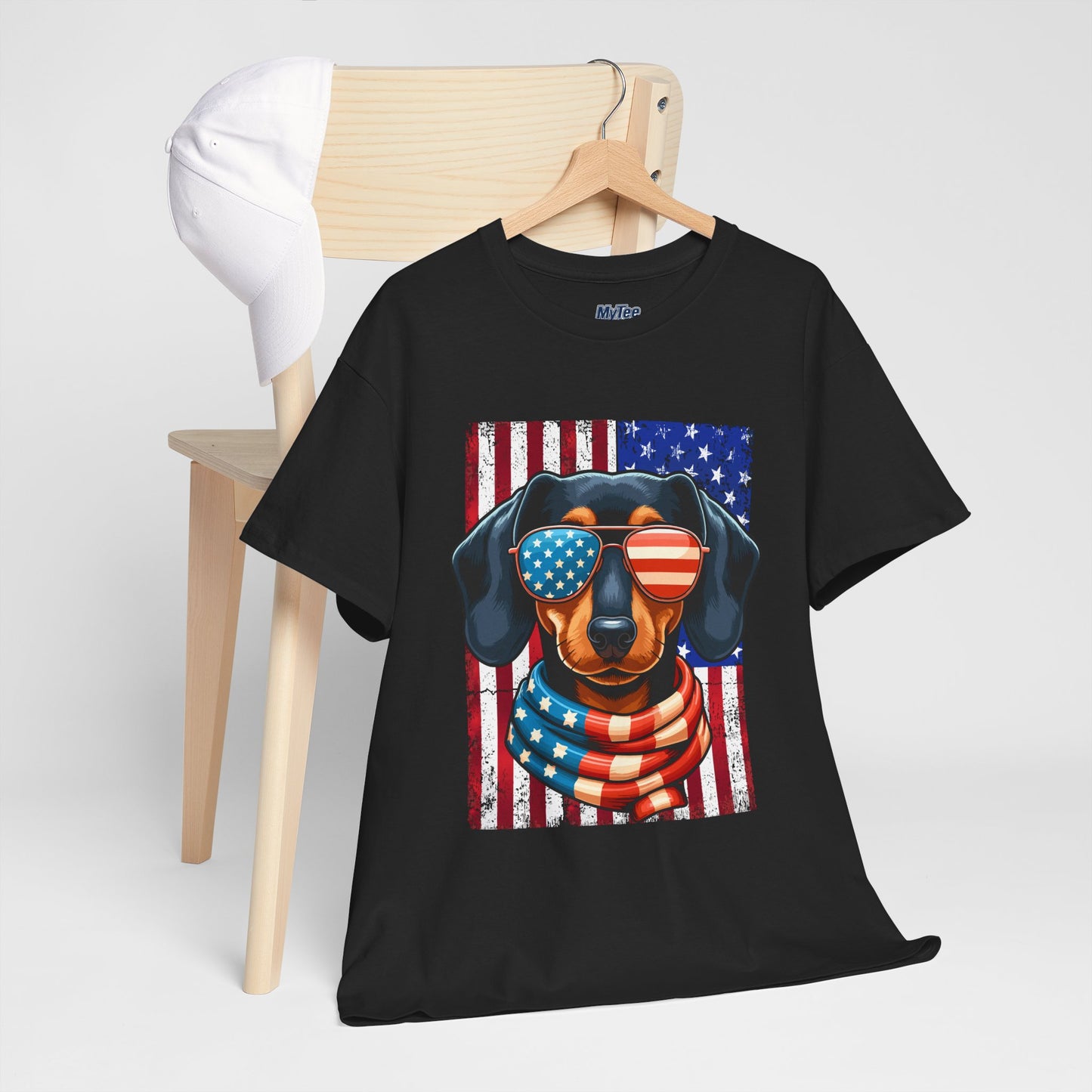 Patriotic Dachshund Dog Flag Shades Unisex T-Shirt