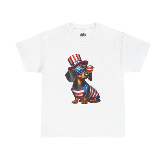 Patriotic Dachshund 4th of July T-Shirt | Red, White & Woof Style