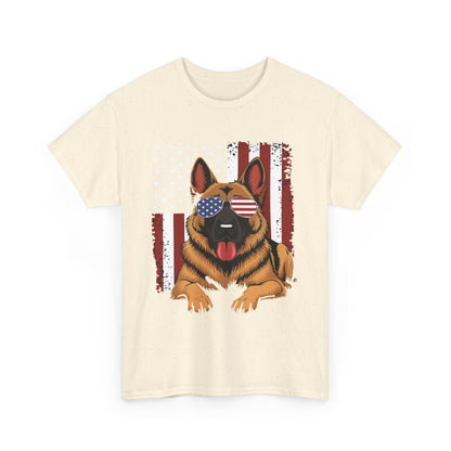 Patriotic German Shepherd Cotton T-Shirt | Tee